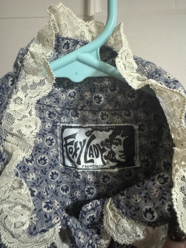 Vintage Foxy Lady Blue Floral Long Sleeve Dress Size XS - Picture 4 of 7