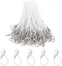 HARFINGTON 200Pcs Clasp Cords Strap Lanyard Charm Short Finger Rope White