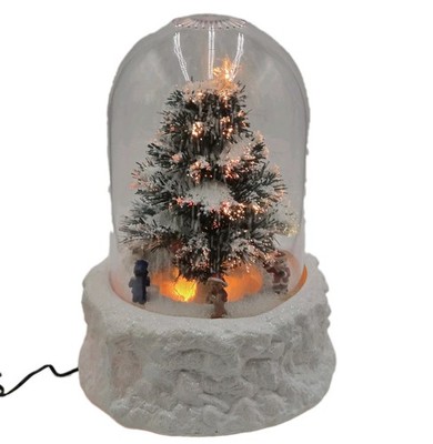 Musical Snow Blowing Fiber Optic 15''  Christmas Tree Décor Carlton Cards - New