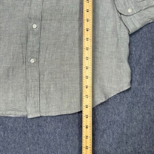 J Crew Shirt Heatherd Gray Irish Linen Baird Mcnutt Button Up Long Sleeve Mens L - Picture 7 of 8