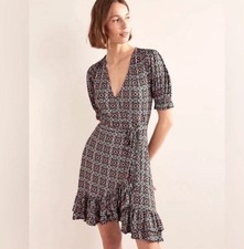 Boden Women’s Dress Size UK 8 US 4 Via Stretch Jersey Ruffle True Wrap Floral