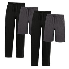 mens Sleep Pajama Pants and Shorts, 4-pack Large Black/Charcoal/Black/Charcoal