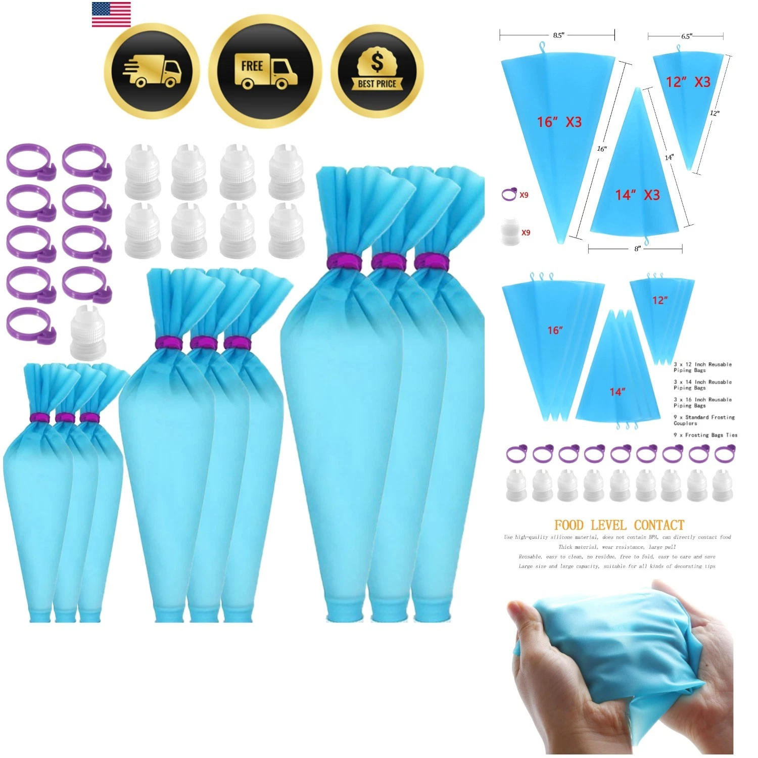 Reusable Piping Bags Set – Silicone Pastry Bag, Icing Bag for Cake Decorating...
Opens in a new wind