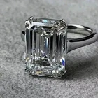 5 CT Emerald Cut Certified Real Moissanite Engagement Ring 14K White Gold Plated