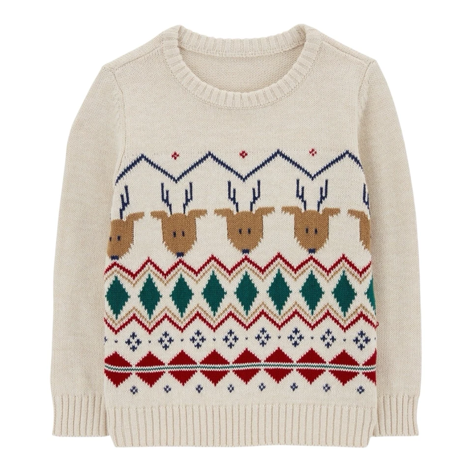 Carter’s Kleinkind Rentier Baumwolle Fair Isle Pullover Größe 3T Urlaub Weihnachten