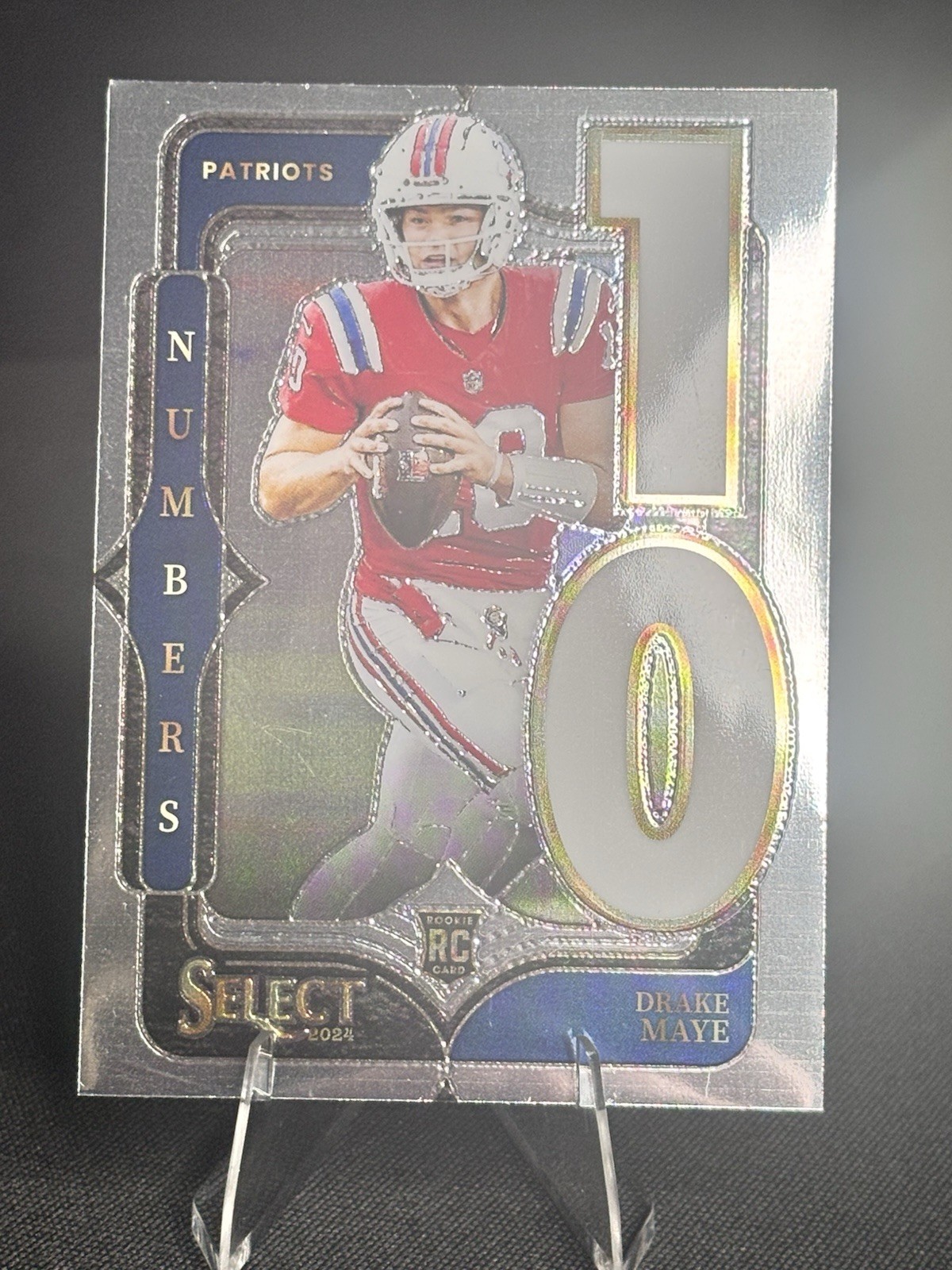 2024 Panini Select - Select Numbers Drake Maye #20 Silver Prizm (RC)