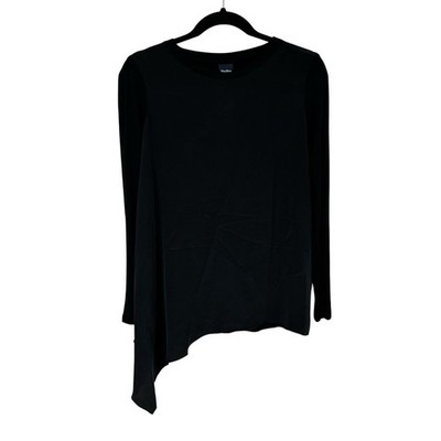 NWT Max Mara Leisure Black Zaira Knit Asymmetric Hem Blouse Womens US Small 