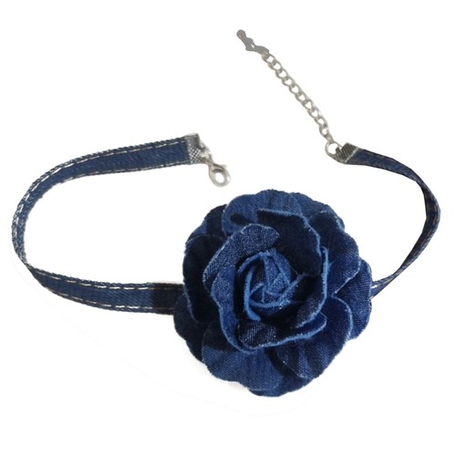 Exaggerated Big Flower Necklace Flower Denim Choker Necklace Fashion Jewelry - Picture 10 of 10