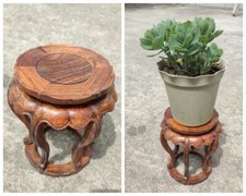Chinese Rosewood Statue Exquisite Decor Carved Wooden Shelf Ornament Art