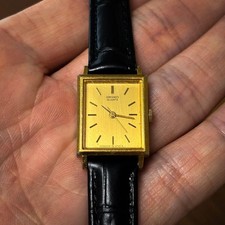Seiko Socie Vintage Rectangular Gold Ladies Quartz Watch 1980s 80s Classic