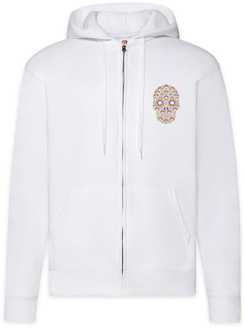 Rainbow Skull Zipper Hoodie Skulls Tattoo Oldschool Fun