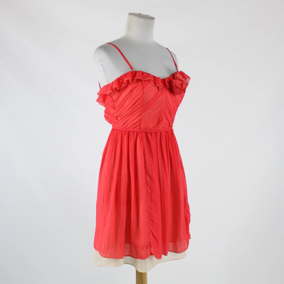 Vestido de cóctel rosa salmón 100% seda FROCK BY TRACY REESE correa espagueti 4 Foto 3 de 4