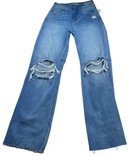 Rewash Jeans Womens size 0 Blue Stretch Denim Distressed Super High Rise New