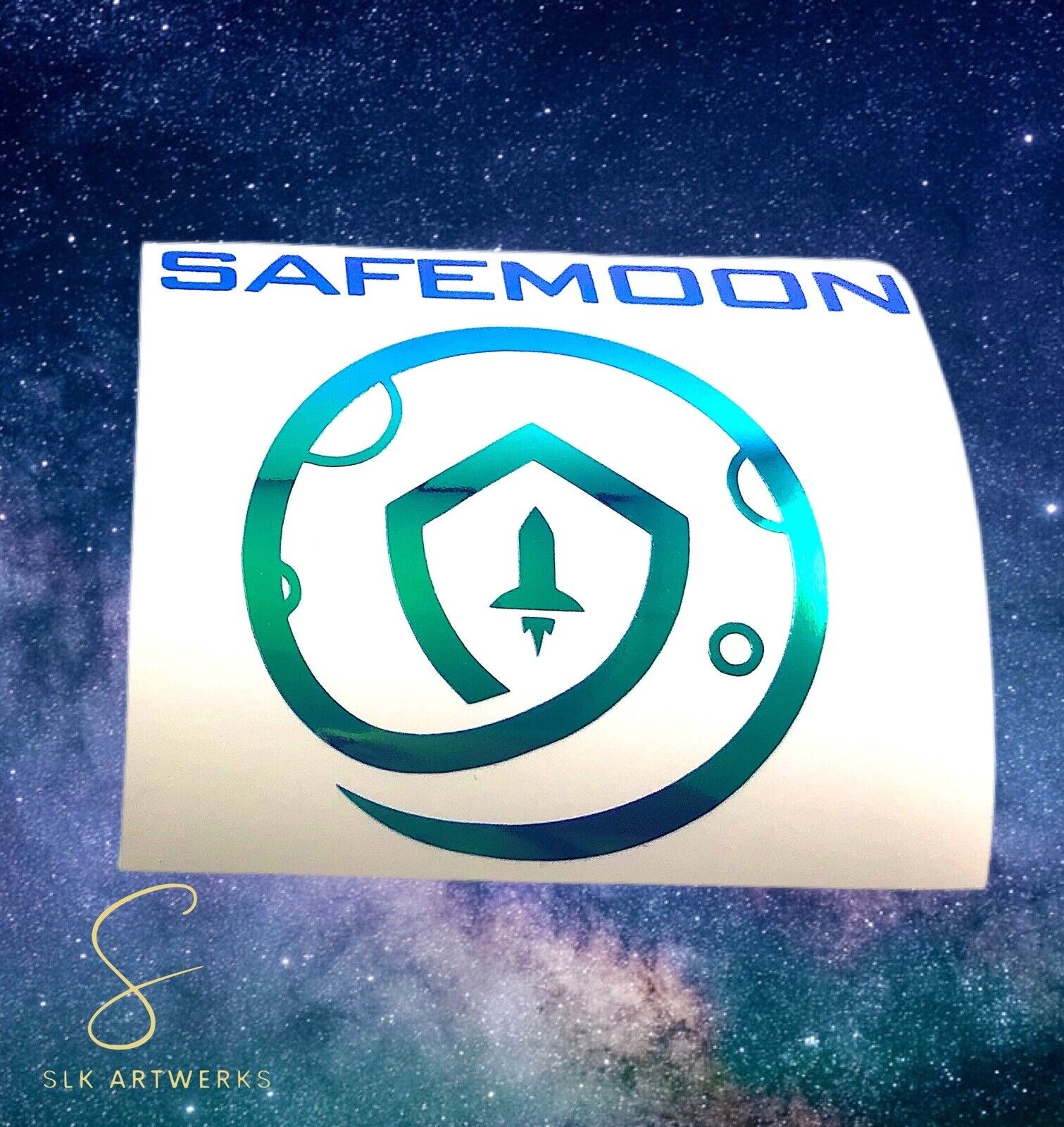 SafeMoon Crypto 10"x10" Vinyl Decal Holographic Blue ...