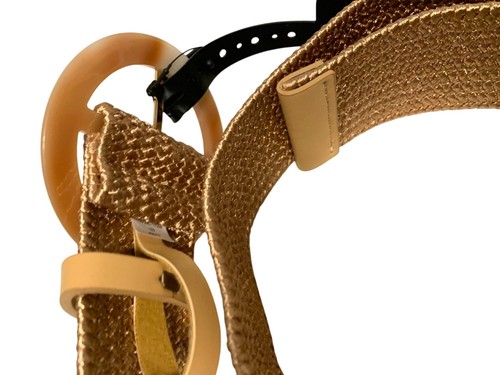 New Chicos Womens Sz M L Resin Buckle Stretch Natural Belt Wicker Straw - Imagen 5 de 5