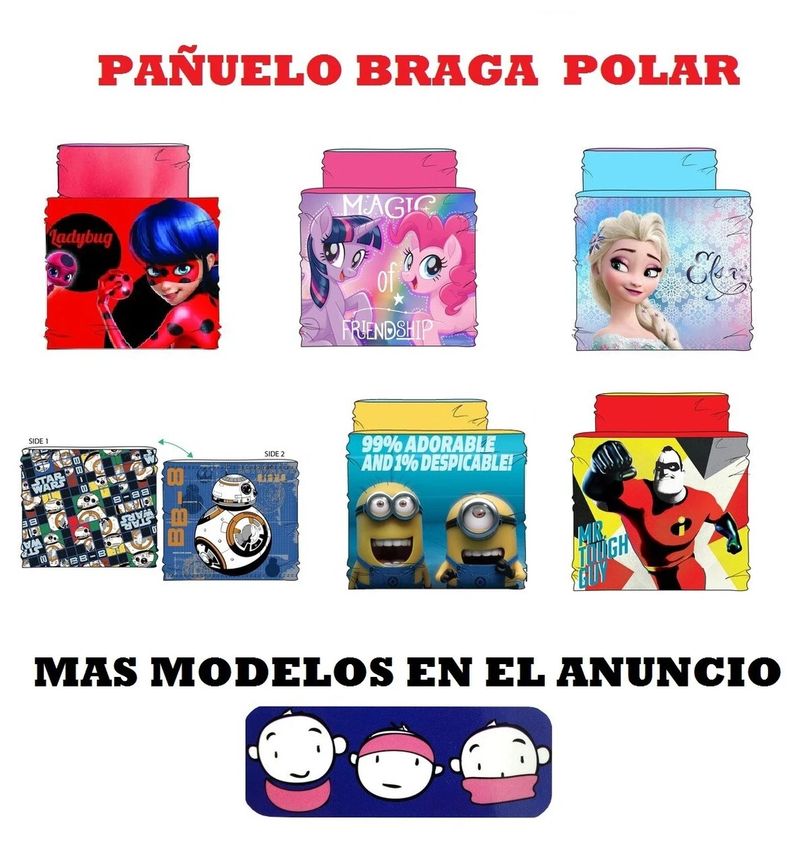 BRAGA CUELLO BUFANDA PAÑUELO POLAR INFANTIL DIBUJO DISNEY NIÑO NIÑA  NECKWARMER