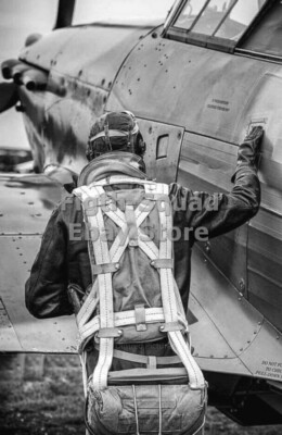 WW2 Picture Photo Pilot and his plane with full Gear 6151