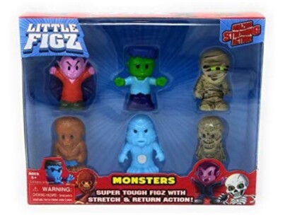 LITTLE FIGZ Series 1 Monsters With Stretch & Return Action, 6 Pack With Leech
