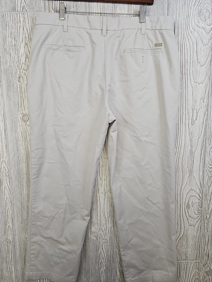 Брюки для гольфа мужские IZOD 36x28* бежевые прямые повседневные одежда мягкие удобные - Изображение 3 из 4