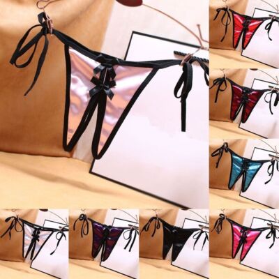 Sexy Women Lace Thong G-string Panties Lingerie Underwear Crotchles T-back Bow *