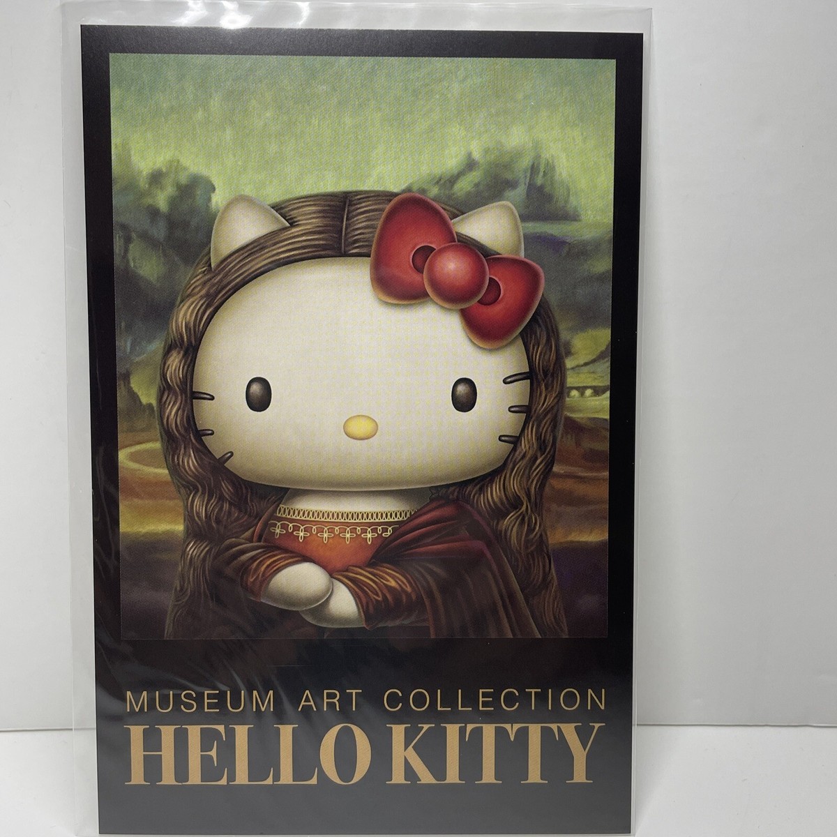 Hello Kitty Museum Art Collection Postcard Mona Lisa with shop Bag