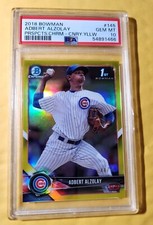 ADBERT ALZOLAY - 2018 BOWMAN CHROME PROSPECT - CANARY YELLOW REFRACTOR - PSA 10