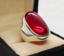 Big Oval Red Ruby Statement Ring Statement Ring Boho Ring Sterling Silver Ring