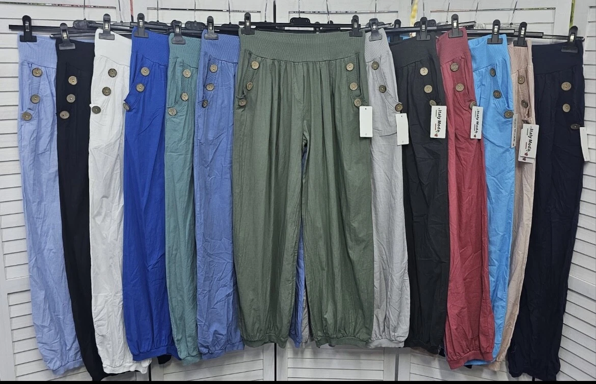 Ladies Italian 6 Button Elasticated Waist Cotton Harem Hareem Trousers
Opens in a new window or tab