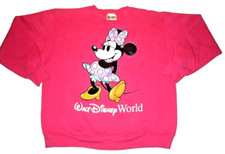 VINTAGE DISNEY WORLD 1980s HOT PINK MINNIE MOUSE SWEATSHIRT - SIZE SMALL - READ
