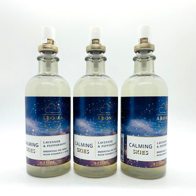 3 Bath & Body Works Aroma CALMING SKIES Lavender Peppermint Oil Body Pillow Mist