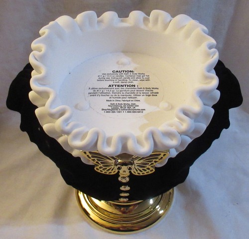 Bath & Body Works 3-Wick Candle Holder HALLOWEEN BRIDE Pedestal resin flocking - Picture 3 of 7