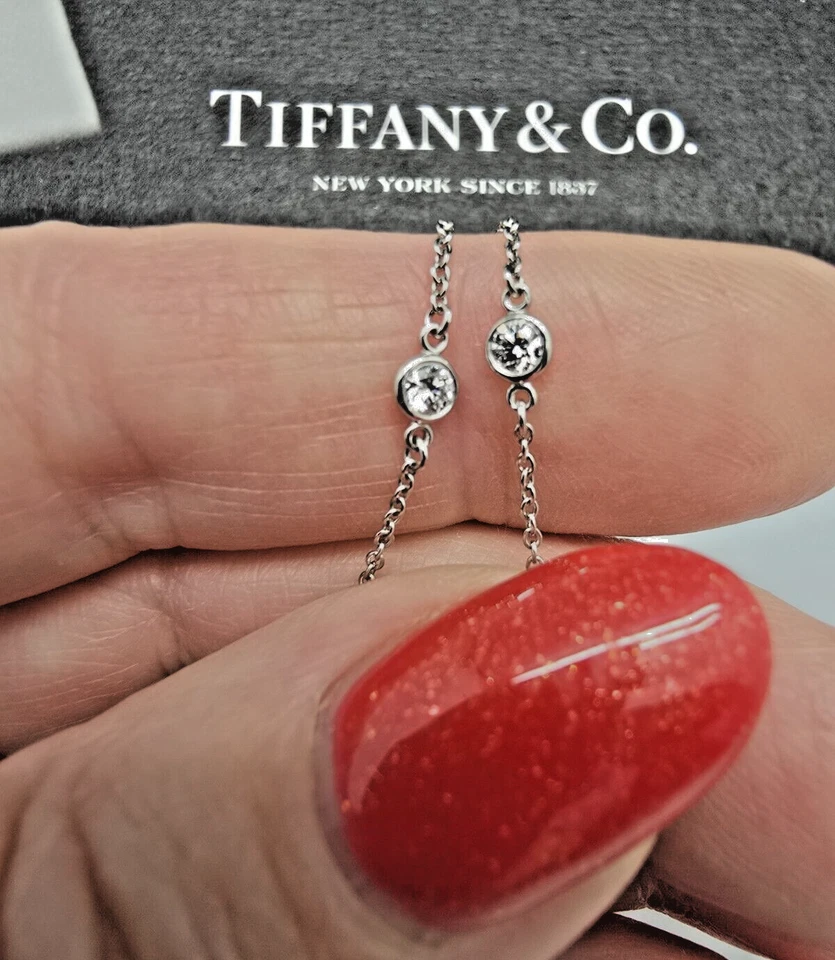 $2250 Tiffany Co Elsa Peretti Diamonds By The Yard Platinum Bracelet 7 inches - Image 3 of 4