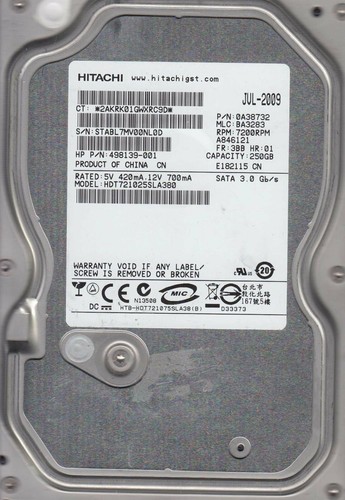 HDE721010SLA300, PN: 0A38679, MLC: BA3288, Hitachi 1Tb 3.5 HDD HDE721010SLA300, PN: 0A38679, MLC: BA3288, Hitachi 1Tb 3.5 HDD