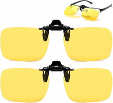 2 Pack Clip on Night Driving Glasses - Polarized anti Glare Flip up Sunglasses f