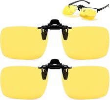 2 Pack Clip on Night Driving Glasses - Polarized anti Glare Flip up Sunglasses f