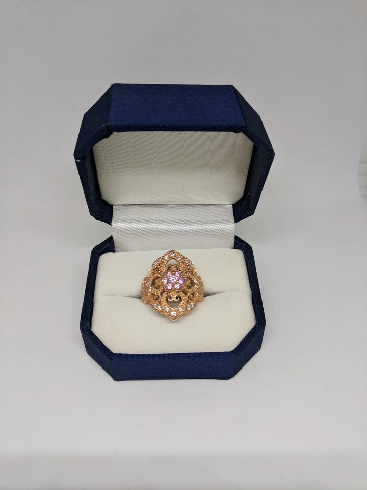 Anillo de plata de ley Vermeil en filigrana estilo antiguo tallas 5 Foto 3 de 4