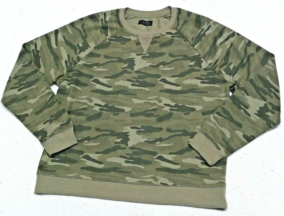 Lucky Brand Army Green Camo Crew Neck Sweatshirt Women s XL