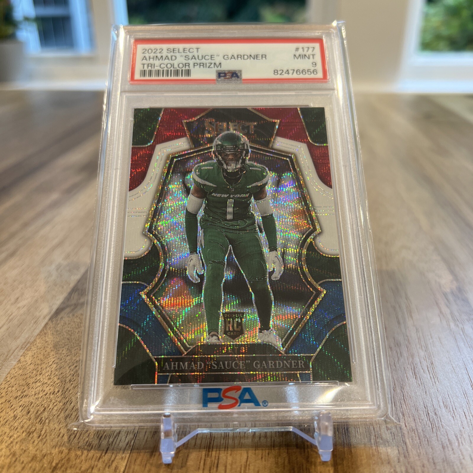 2022 Select AHMAD SAUCE GARDNER Rookie Premier Level Tri-Color Prizm /199 PSA 9