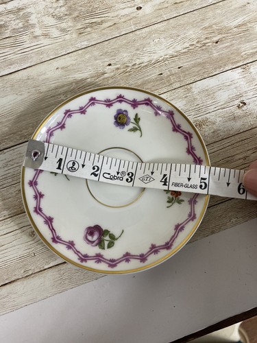 Escena antigua de pesca púrpura y taza Haviland Malmaison difícil de encontrar - Imagen 9 de 11