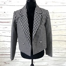 Rachel Zoe Jacket Women s S Black/White Tweed Cropped Wool Blend NWT