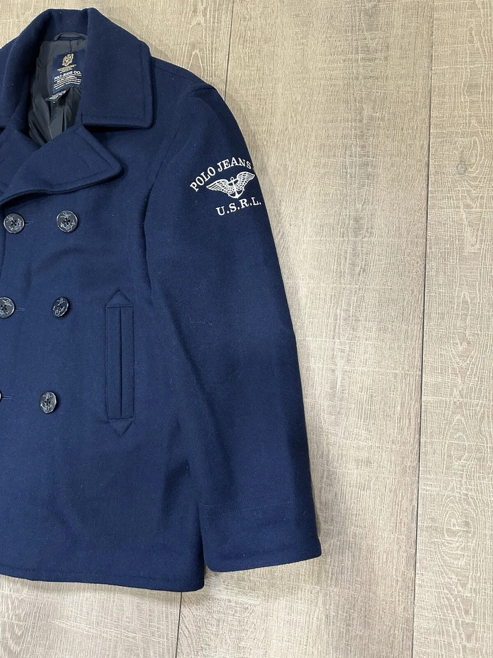 Abrigo Ralph Lauren Polo Jeans Co Para Hombre Doble Pecho Estilo Militar Guisante Talla M/M Foto 2 de 4