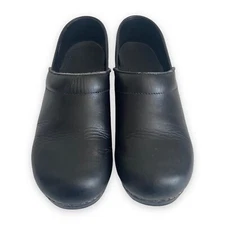 Sanita Clogs Women's Size US 7 EU 38 Black Leather Slip On Nursing Comfort Shoes