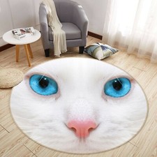 Tapis 3D yeux bleus chat N521 animal antidérapant tapis rond élégant fay