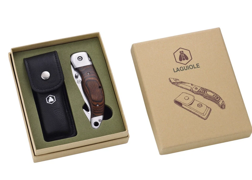 Laguiole Taschenmesser Klappmesser Outdormesser mit Leder Gürteltasche NEU