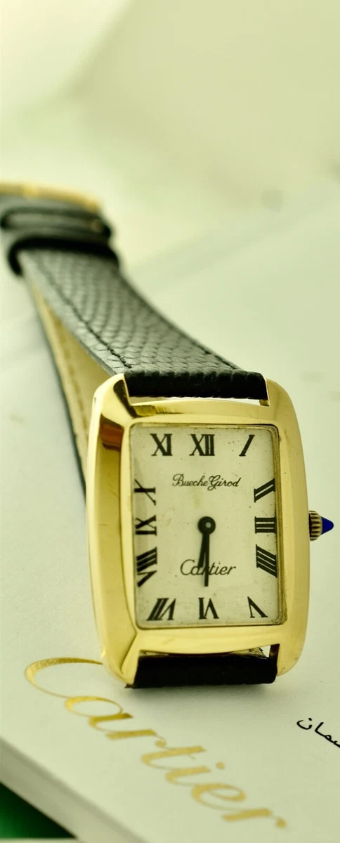 Cartier Watch Tank 18k Y Gold By Bueche Girod Circa 70 s Manual