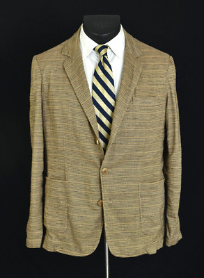 Freemans Sporting Club Cotton Unstructured Sport Coat XL Brown Stripe Jacket