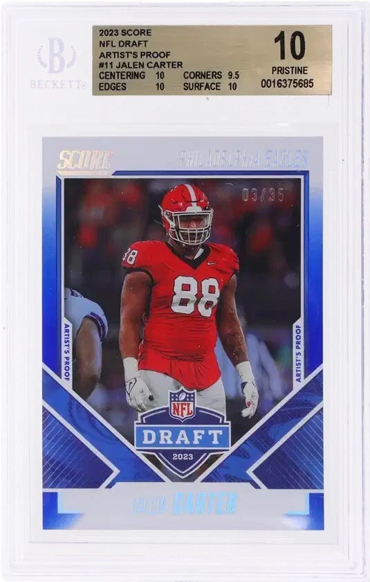 Jalen Carter Panini Score NFL Draft #11 Artists Proof