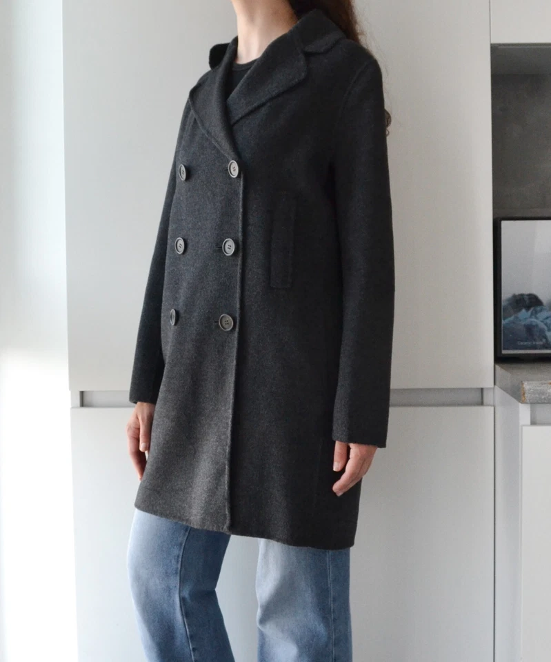 Womens MAX MARA Coat Jacket Angora Wool Overcoat Buttons Pockets Grey IT 42 US 8 - Image 4 of 4