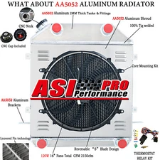 For 1939-40 Ford Deluxe Pickup Truck V8 3 ROW Radiator+Shroud Fan+Relay Kits