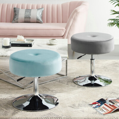 Adjustable Height Swivel Dressing Table Stool Chair Velvet Makeup